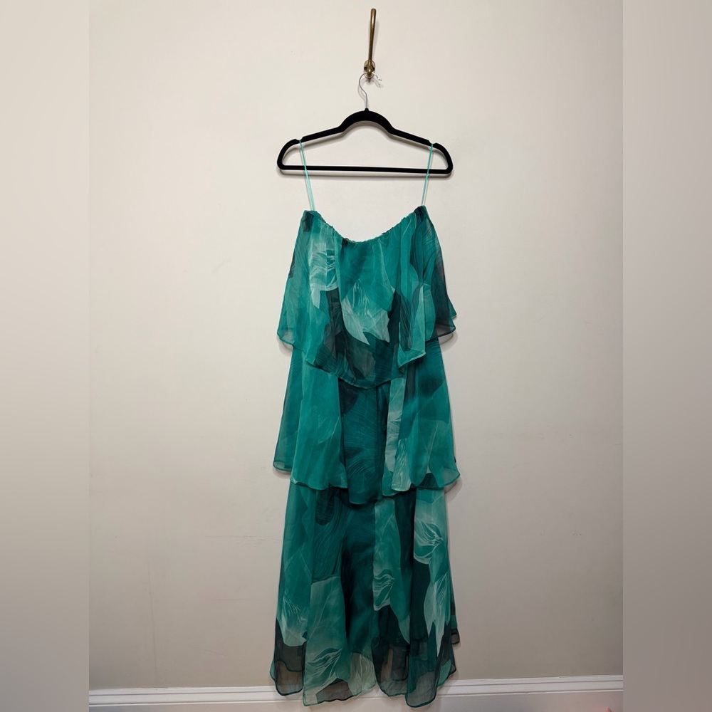 Petal & Pup Bloom Strapless Maxi Dress in Green Floral - Picture 4 of 6
